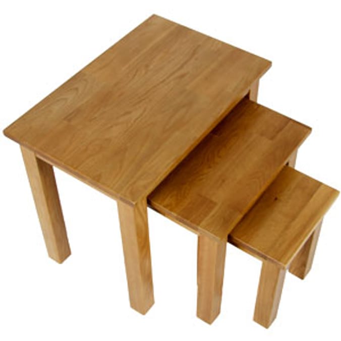 Oslo Solid Oak Nesting Tables Home Bargains