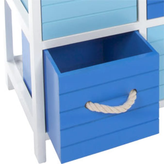 Wooden Six Drawer Storage Unit Blue Home Bargains