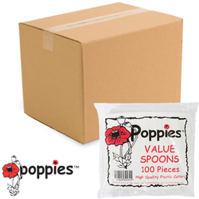 Poppies Quality Plastic Spoons (Case of 1000) bbq barbecue party Home