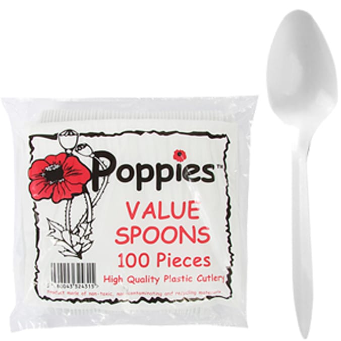 Poppies Quality Plastic Spoons (Case of 1000) bbq barbecue party Home
