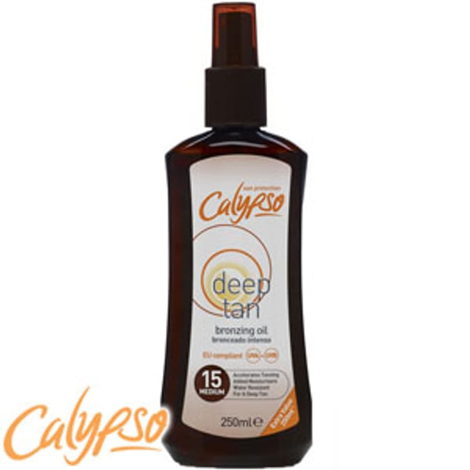 Calypso 250ml Deep Tan Bronzing Oil Spray SPF15 tanning Home Bargains