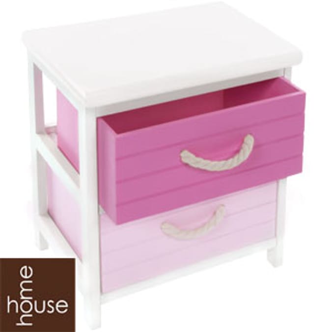 Wooden Two Drawer Storage Unit Home Bargains