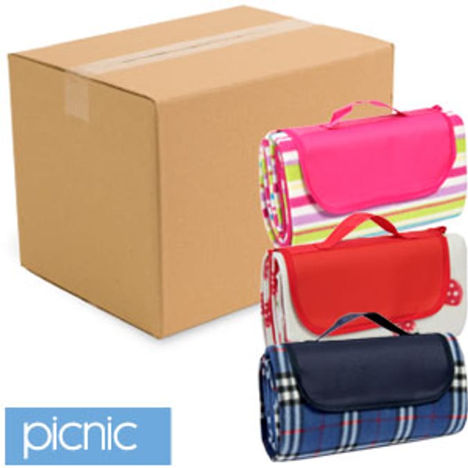 Picnic Blanket Assorted (Case of 12) mat rug Home Bargains