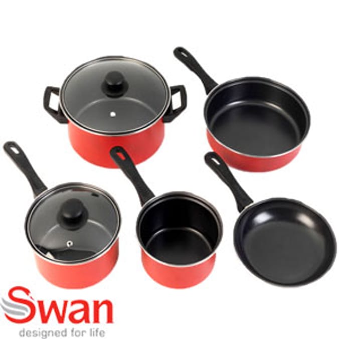 Swan 5 Piece Carbon Steel NonStick Pan Set pans Home Bargains
