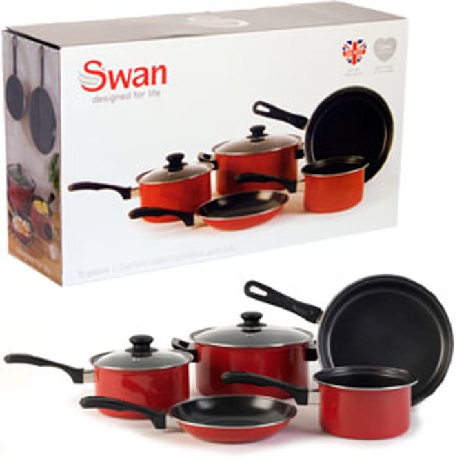 Swan 5 Piece Carbon Steel NonStick Pan Set pans Home Bargains