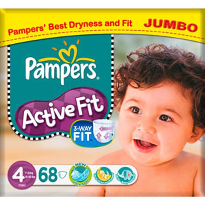 Pampers Active Fit Nappies: Jumbo Pack (68 x 4 Maxi)