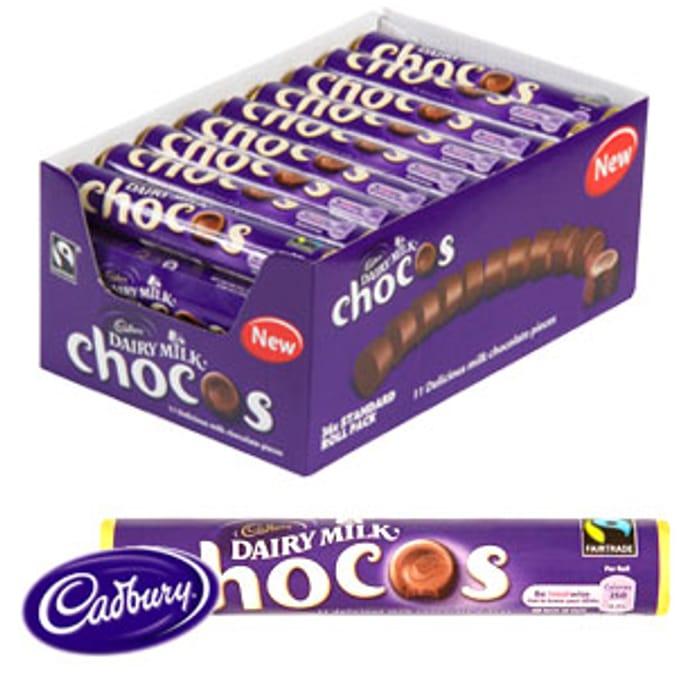 Cadbury Dairy Milk Chocos (Case of 36 Rolls)