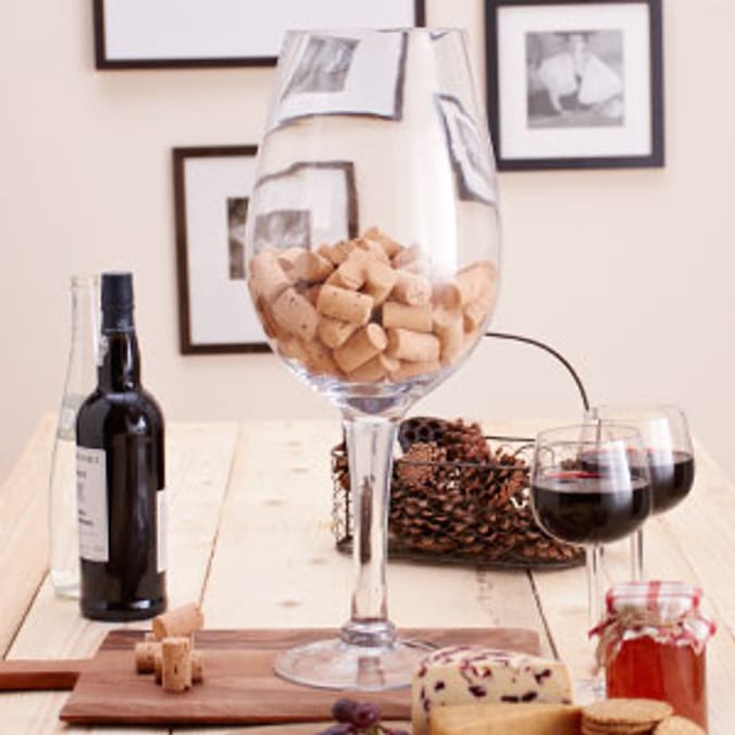 Huge wine glass centerpiece  Wine glass decor, Huge wine glass, Wine glass  centerpieces