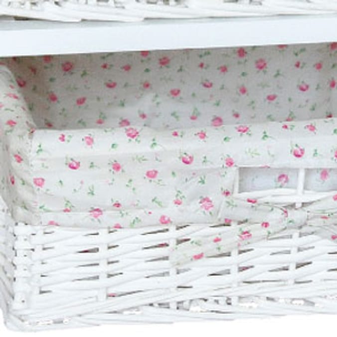 White Willow Two Drawer Storage Unit Pink wicker drawers