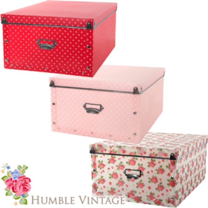 Humble Vintage Folding Storage Box Large Set of 3 Home Bargains