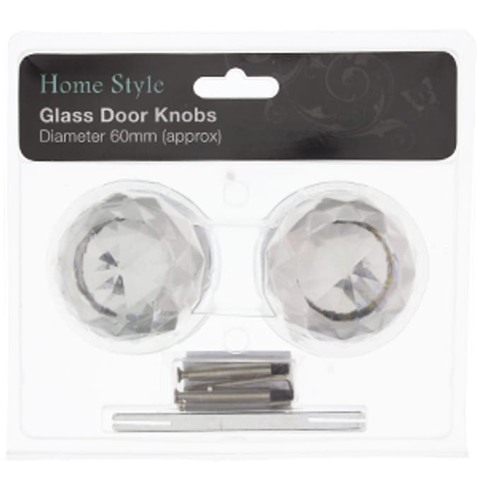 Home Style Glass Door Knobs Extra Large (Set of 2) Home Bargains