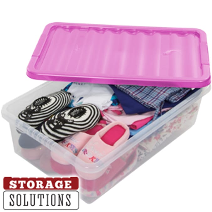 3 x 32ltr Underbed Storage Clear Platinum Boxes Lilac boxes Home