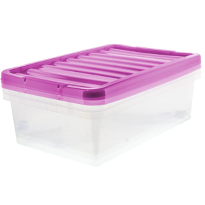 3 x 32ltr Underbed Storage Clear Platinum Boxes Lilac boxes Home