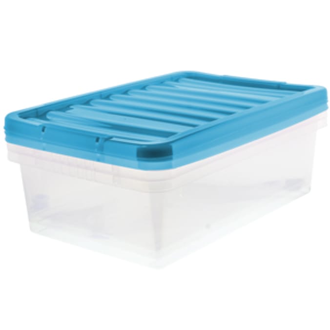 3 x 32ltr Underbed Storage Clear Platinum Boxes Aqua Home Bargains