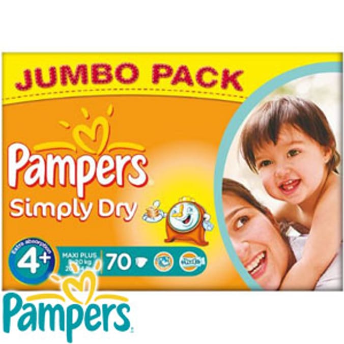 Pampers Simply Dry (70 x Size 4+ Nappies) Home Bargains