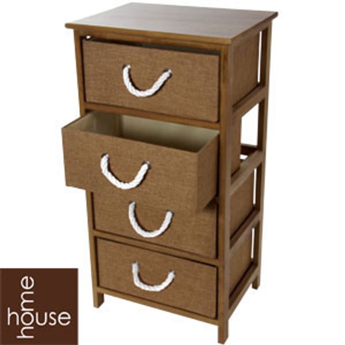 Oak Effect Four Drawer Storage Unit Home Bargains