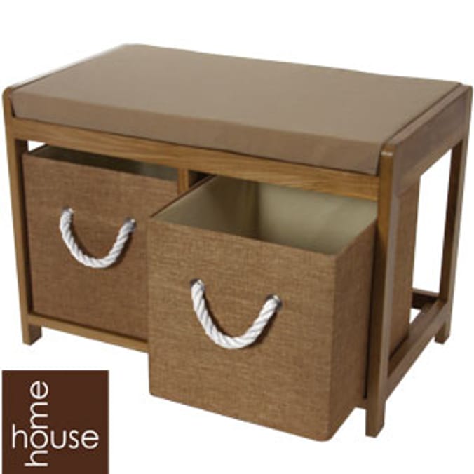 Oak Effect Two Drawer Benched Storage Unit Home Bargains