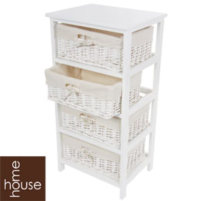 White Split Willow Four Drawer Storage Unit Home Bargains