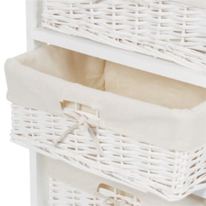 White Split Willow Four Drawer Storage Unit Home Bargains