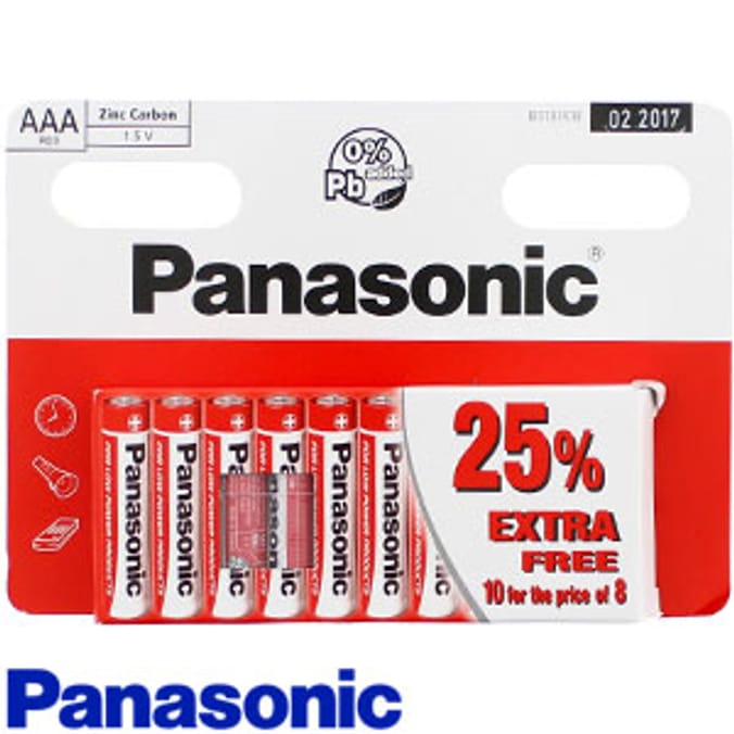 Panasonic AAA Batteries 10 Pack Home Bargains
