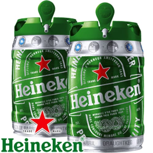 Heineken 5L DraughtKeg (Set Of 2) Beer Cider Barrel Container Hineken ...