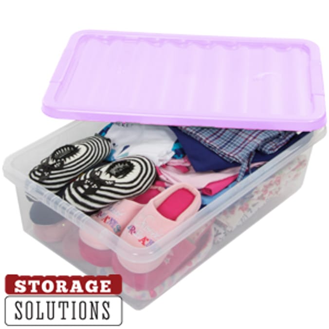 3 x 32 Litre Underbed Storage Platinum Boxes Lilac Home Bargains