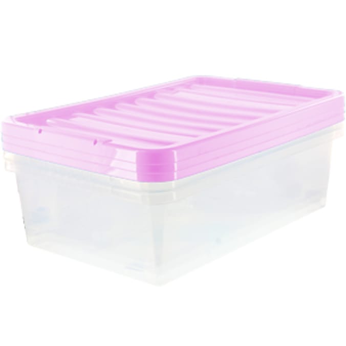 3 x 32 Litre Underbed Storage Platinum Boxes Lilac Home Bargains