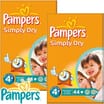 Pampers Simply Dry: Case of 88 Nappies (Size 4+)