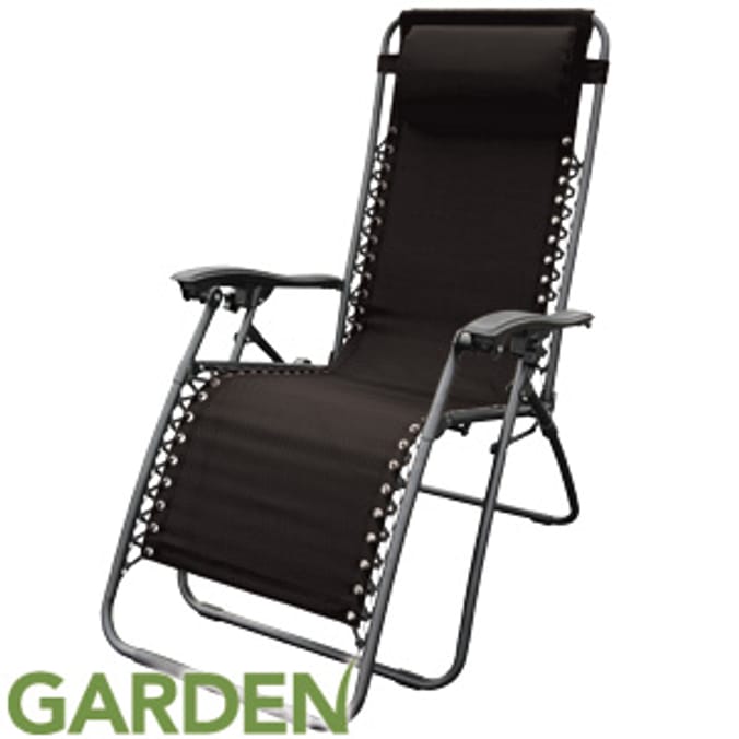 Garden Deluxe Relaxer Black sun lounger Home Bargains