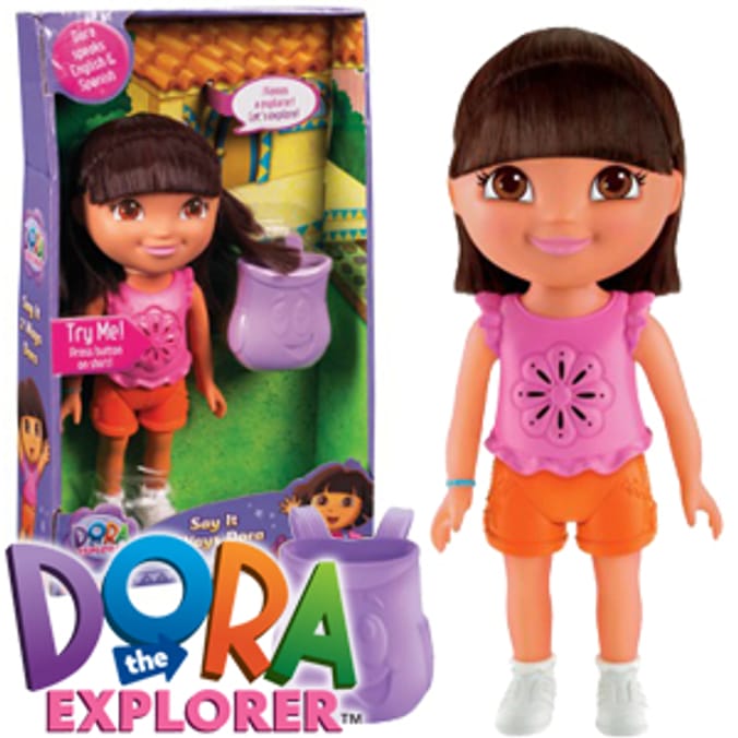 Dora the Explorer Say it 2 Ways spanish learn speak language doll hair figure talking interactive speaking Home Bargains