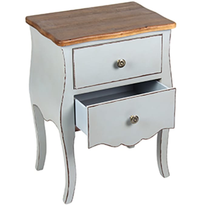 Two Drawer Vintage (Dove Grey) bed side bedside table boutique