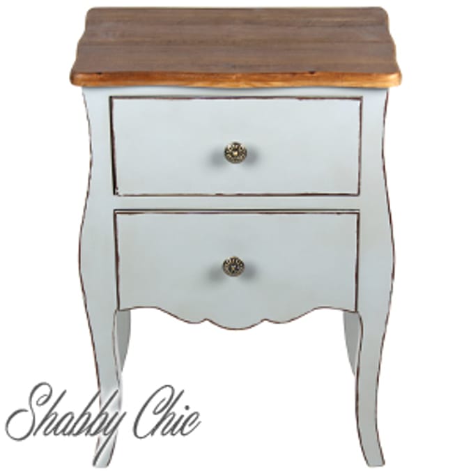 Two Drawer Vintage (Dove Grey) bed side bedside table boutique