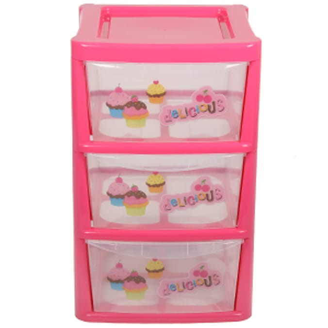 Three Drawer "Delicious Cupcake" Storage Tower