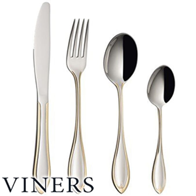 Viners 32 Piece Cutlery Set Shimmer Gold dinnerware utensils Home