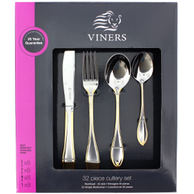 Viners 32 Piece Cutlery Set Shimmer Gold dinnerware utensils Home