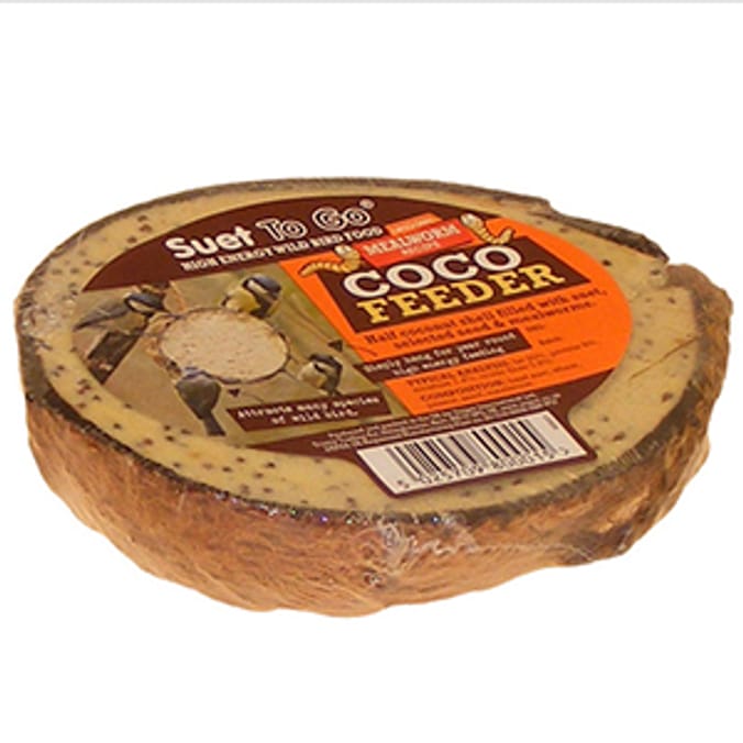 Suet to Go Half Coconut Feeder (Case of 10) shell mealworms seeds wild