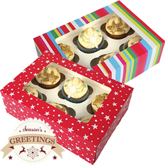 Christmas Cupcake Boxes (48 x Medium Boxes) Home Bargains