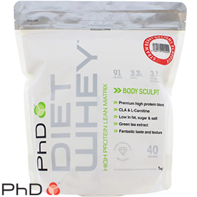 PHD Diet Whey Strawberry Delight 4 x 1kg pouches loose weight fitness