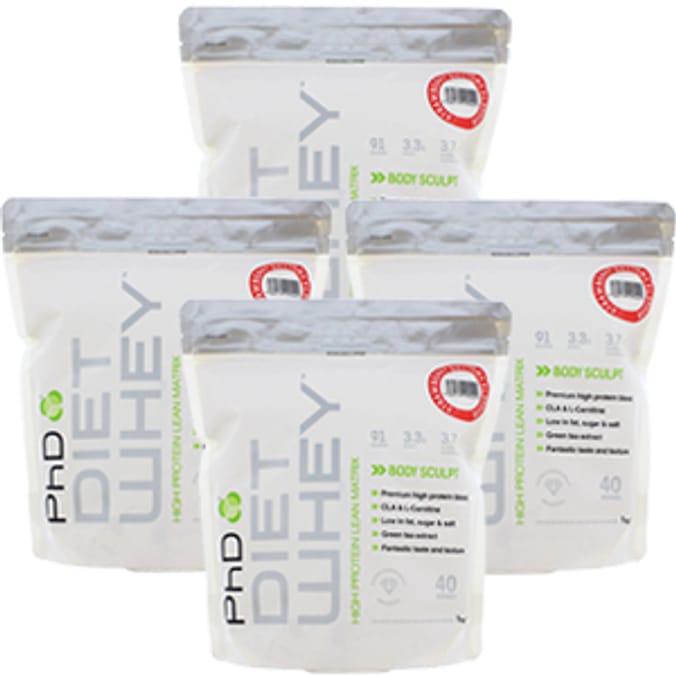 PHD Diet Whey Strawberry Delight 4 x 1kg pouches loose weight fitness