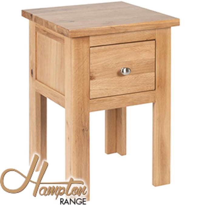 Hampton Solid Oak 1 Drawer Lamp Table furniture side table Home Bargains