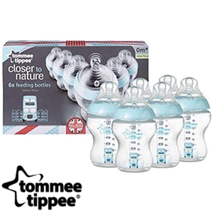 Tommee Tippee Closer to Nature 6 Pack (260ml) Baby Bottles - Natural