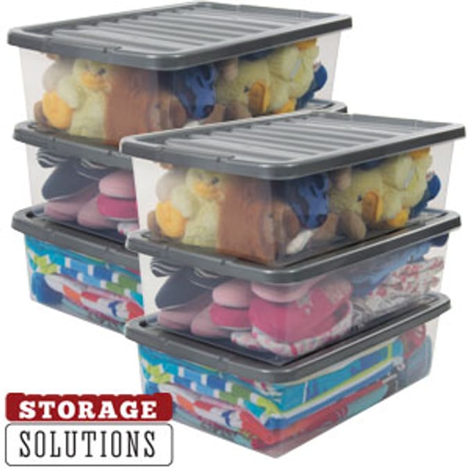 6 X 32 Litre Clear Plastic Underbed Storage Boxes home storage new