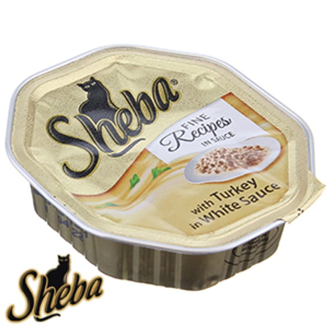 Sheba Fine Turkey in White Sauce (16 x 100g Trays) cat food tins trays sachets Home Bargains