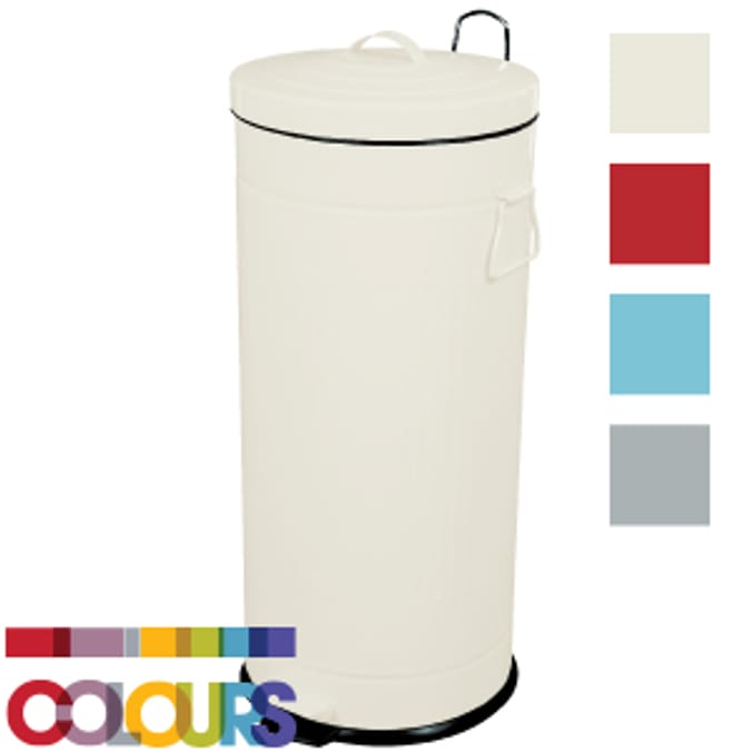 Colours Collection 30 Litre Pedal Bin matt finish colour grey red cream