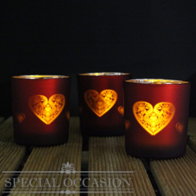 12 Pack Mini Red Heart Shaped Tealight Candles, Valentines Decor