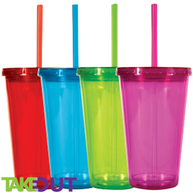 Take Out Tumbler Case with Straw (Case of 24) plastic cups assorted