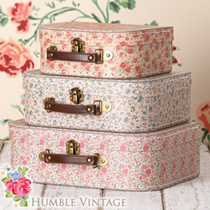 Humble Vintage Floral Suitcase (Set of 3) storage wedding decoration