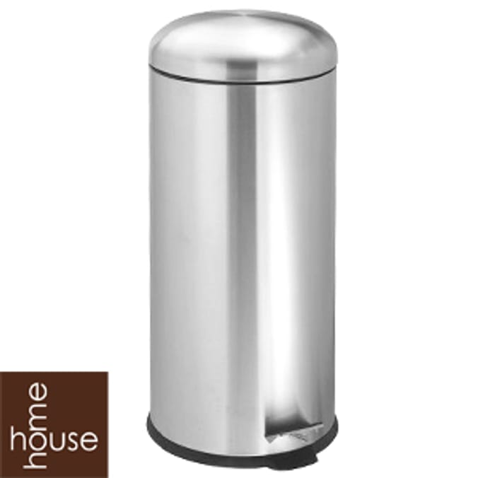 Metallic Coloured Silver 30L Pedal Bin Home Bargains