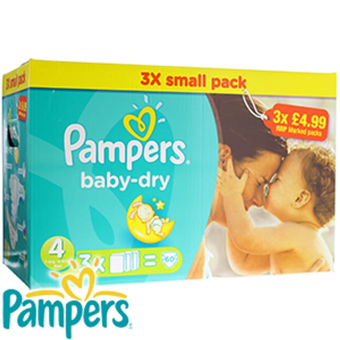 Pampers Baby-Dry: Case of 60 Nappies (Size 4)