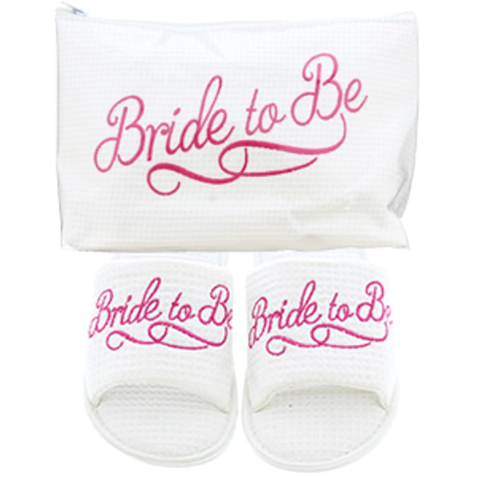 Special Occasion Slippers & Toiletries Bag (Bride to Be) wedding bride cosmetics hen do spa